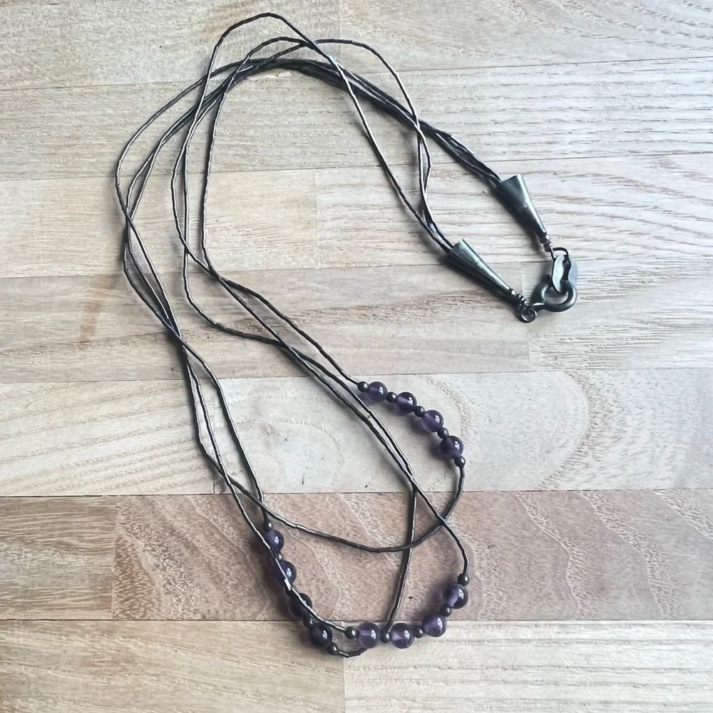 Vintage 925 Sterling silver liquid silver multi strand necklace